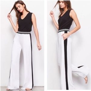 BB Dakota No Sweat White w Black Stripe Wide Leg Sweat/ Leisure Pants S